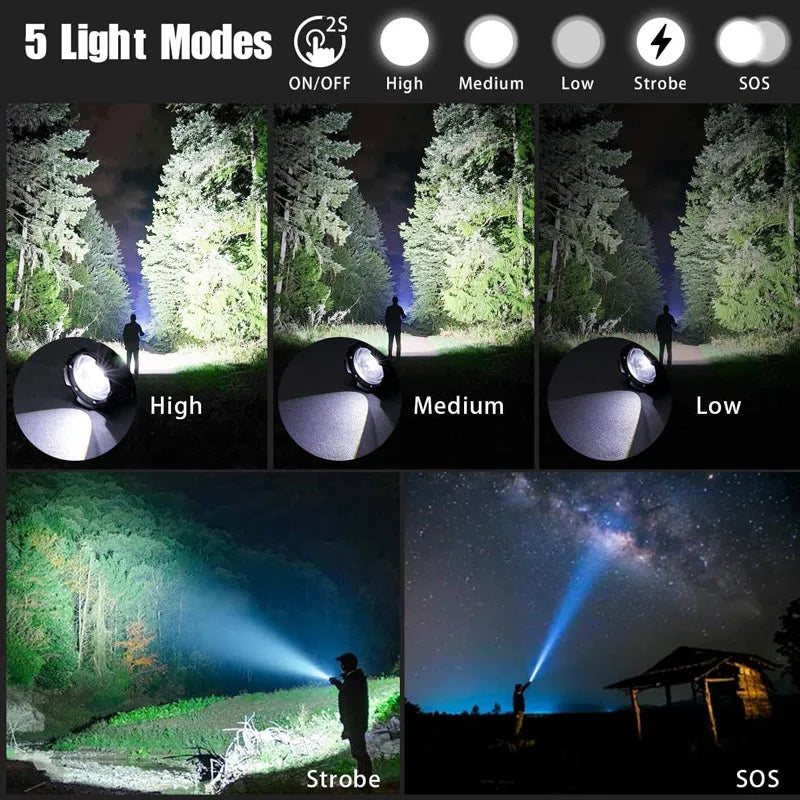 Lampe de Poche Tactique LED Rechargeable